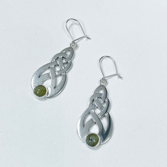 Celtic Knot Green Stone Earrings