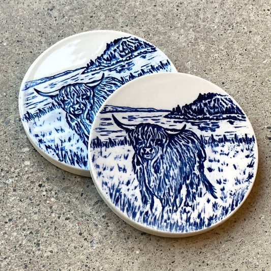 Highland Cow Ceramic Coaster