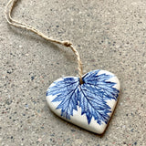 Pressed Leaf Ceramic Heart