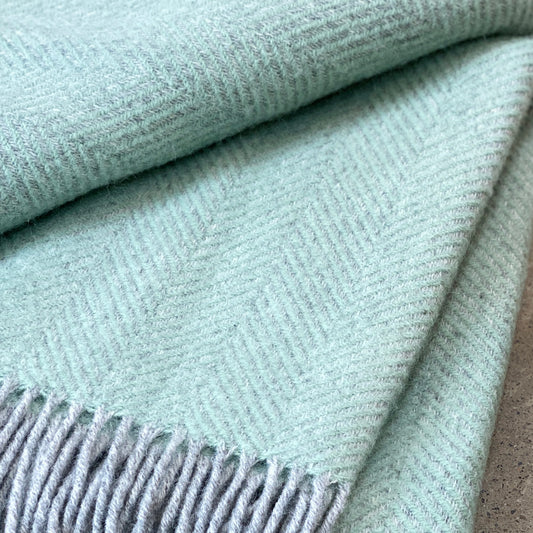 Silver and Laurel Green Herringbone