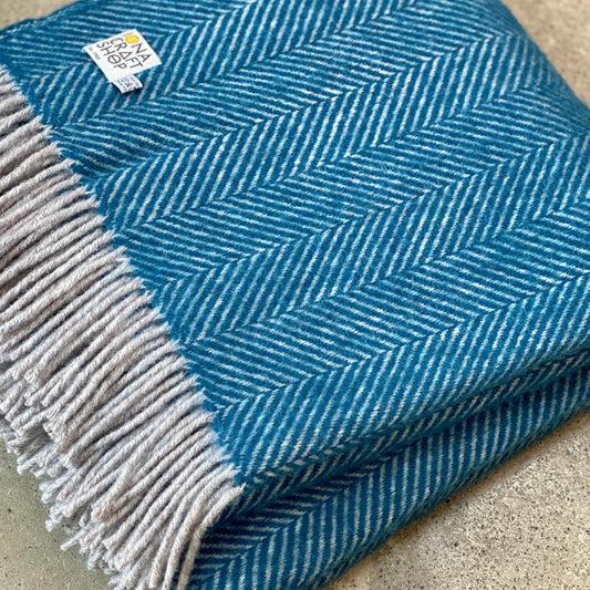 Teal and Hazel Herringbone