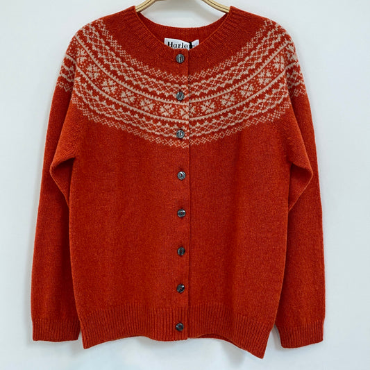 Fair Isle Cardigan - Furnace/Oatmeal