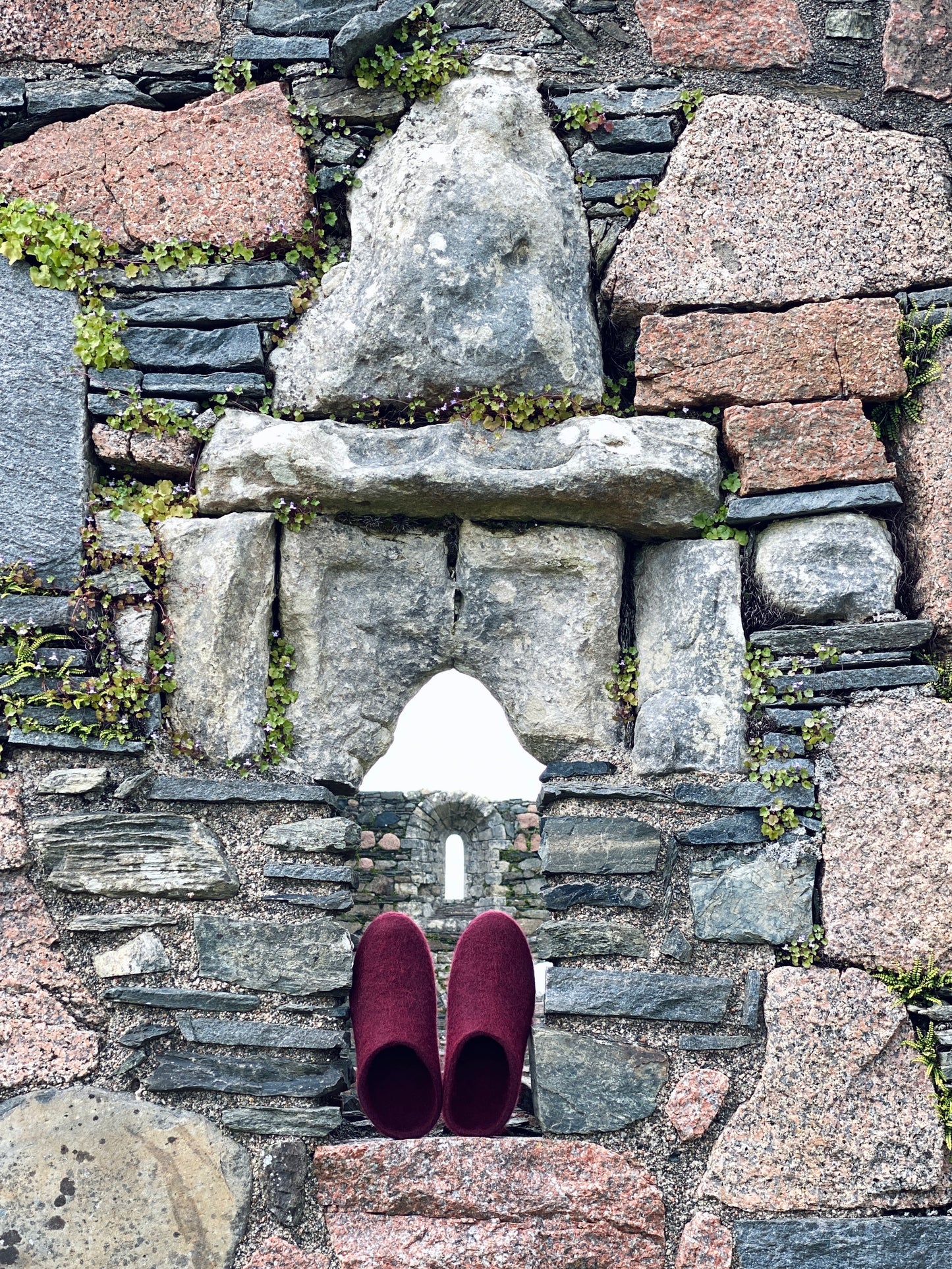 Iona Wool Felted Slippers - Low heel, Bramble