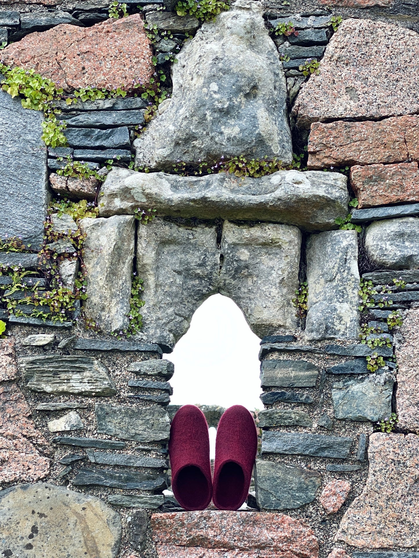 Iona Wool Felted Slippers - Low heel, Bramble
