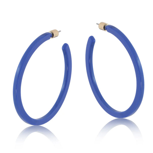 Resin Hoop Earrings - Blue