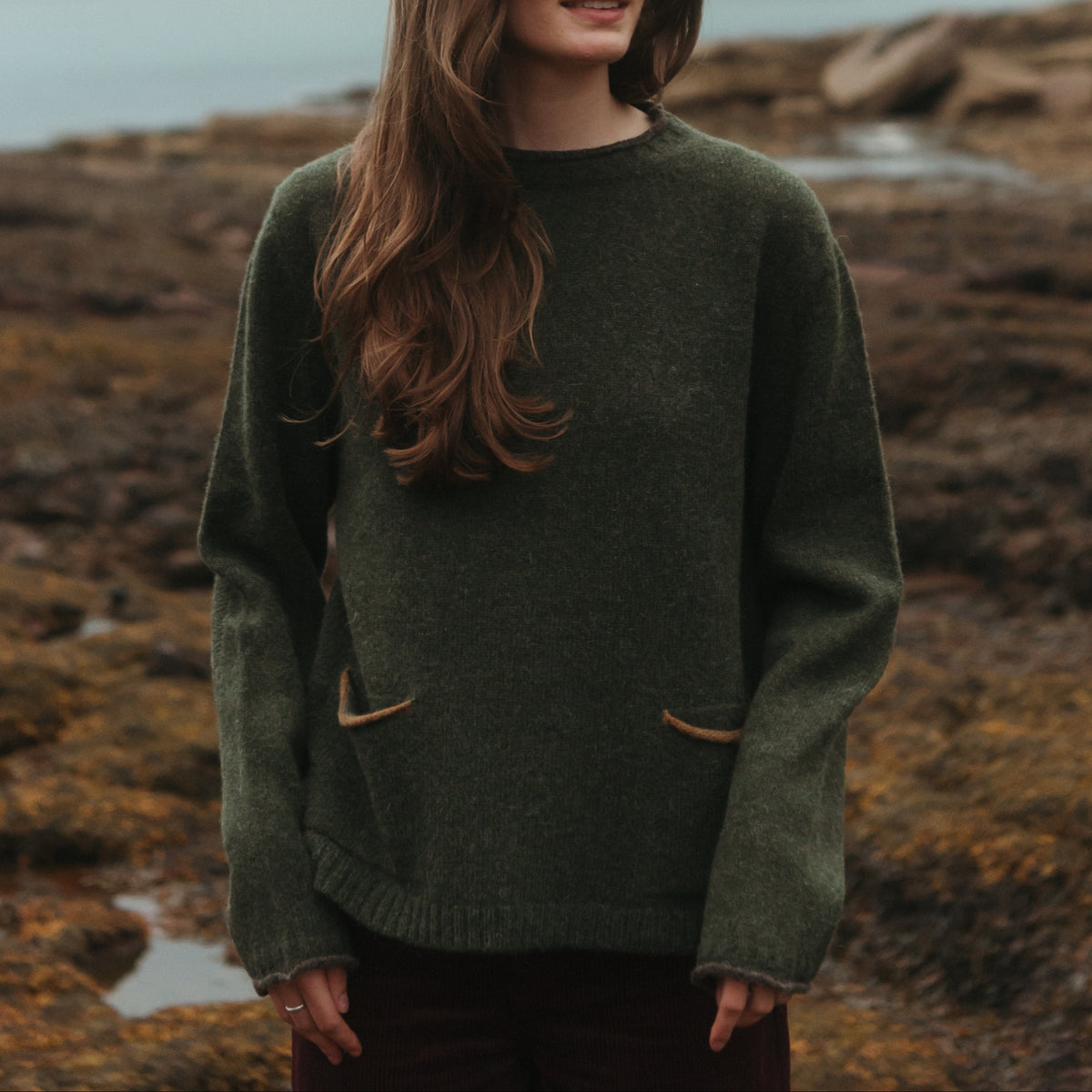 Tweed Nep Sweater - Green Lichen