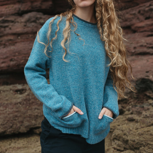 Tweed Nep Sweater - Delphinium