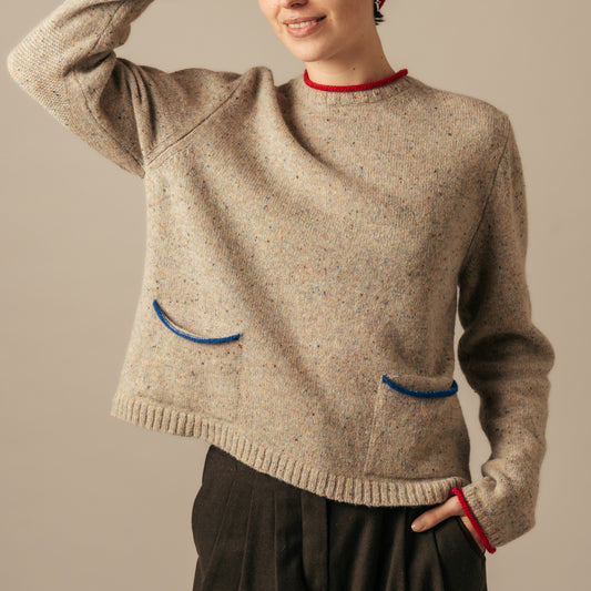 Tweed Nep Sweater - Sand