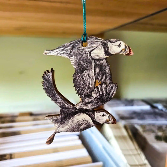 Puffins Wooden Decoration