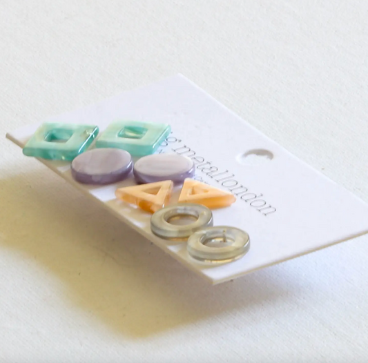 Geometric Resin Earrings Pack - Greys