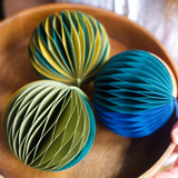 Green Paper Honeycomb Baubles