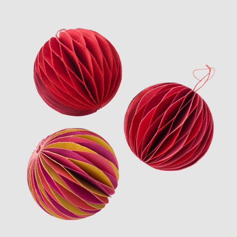 Pink Paper Honeycomb Baubles