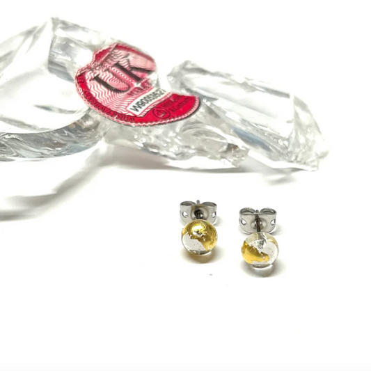Recycled Whisky Glass Earrings - Gold