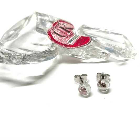 Recycled Whisky Glass Earrings - Palladium