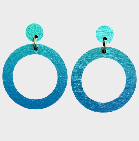 Circle Drop Earrings - Sea Green