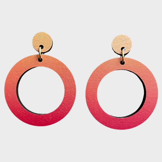 Circle Drop Earrings - Fire Orange