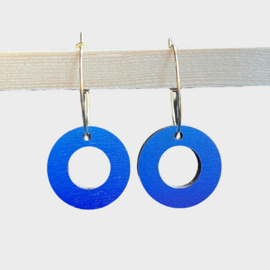 Donut Hoop Earrings - Ocean Blue