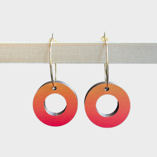 Donut Hoop Earrings - Fire Orange