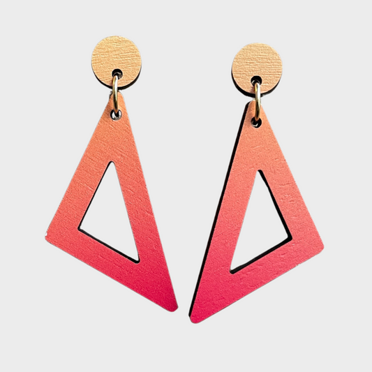 Triangle Drop Earrings - Fire Orange