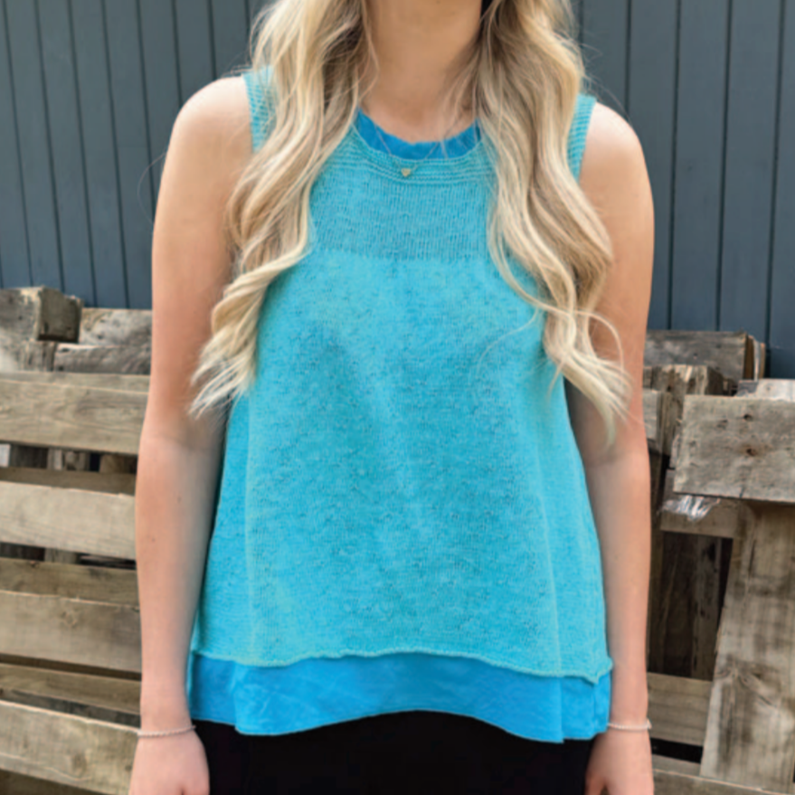 Stichill Sleeveless Linen Top - Turquoise