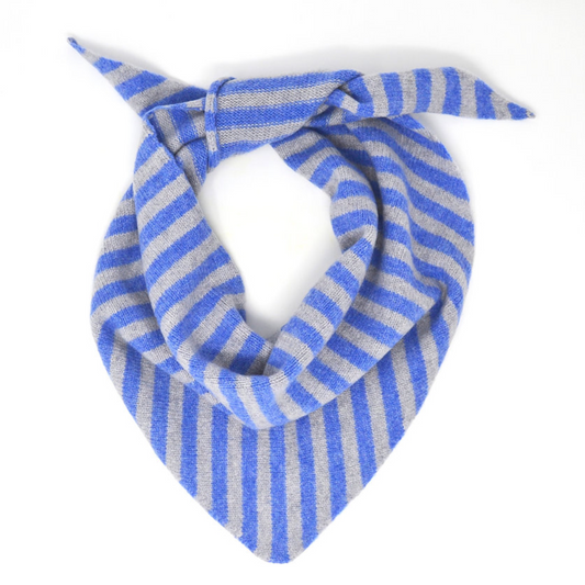Lambswool Neckerchief - Skye Blue & Grey Stripe