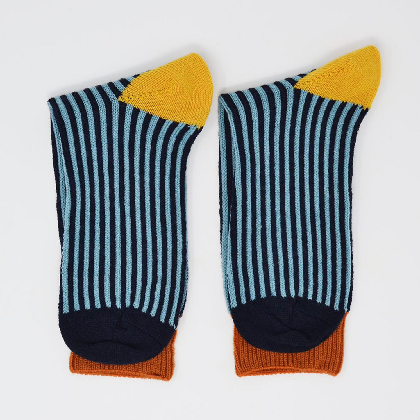 Merino Stripe Socks - Navy/Rust