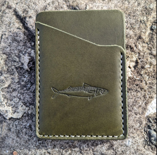 Mackerel Leather Card Wallet - Olive