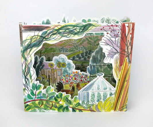 Chickens in the Garden 3D Art Card