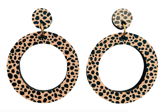 Circle Drop Earrings - Leopard