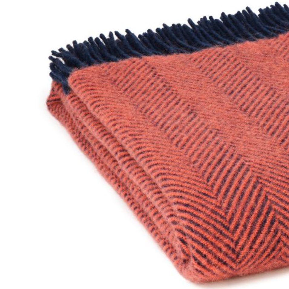 Navy and Flamingo Herringbone