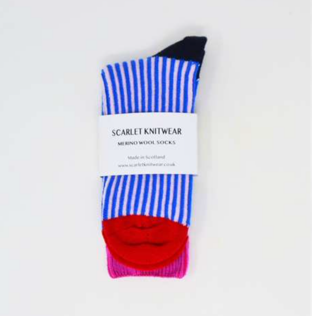 Merino Stripe Socks - Cobalt/Pink