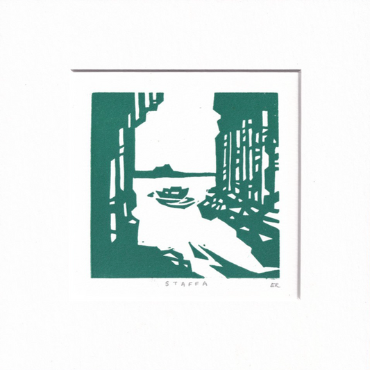 Staffa Linocut Print - Green