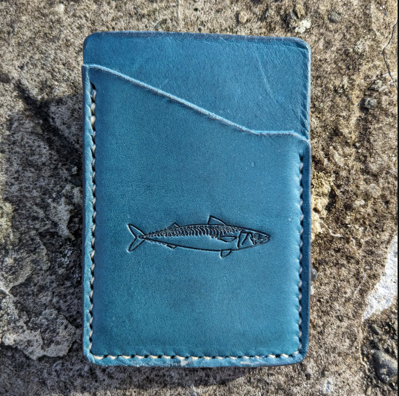 Mackerel Leather Card Wallet - Blue