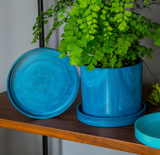Ocean Plastic Pot - Navy Marble