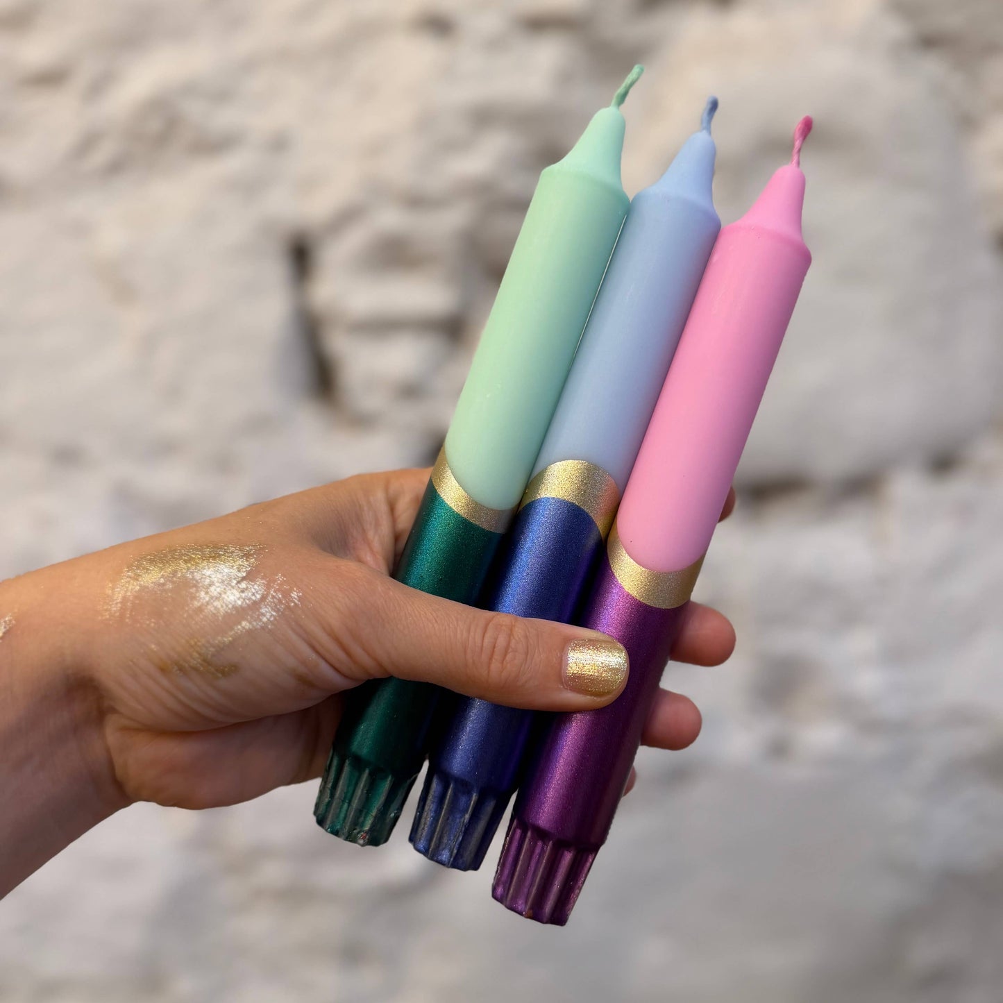 Pastel Petals Metallic Candles
