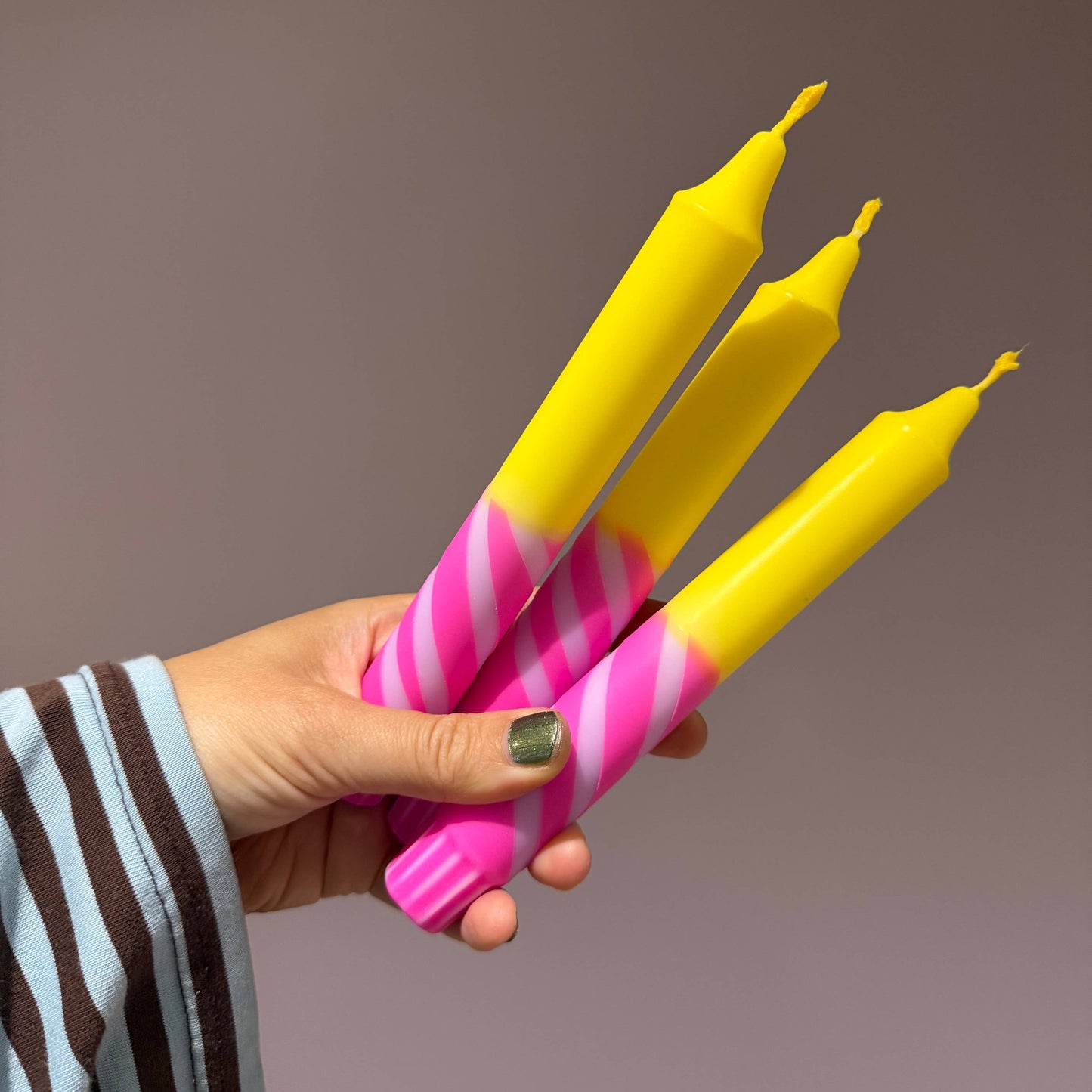Squiggles Yellow & Pink Stick Candle