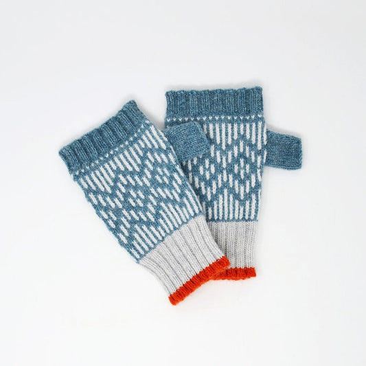Dundee Graphics Fingerless Gloves - Lichen Blue