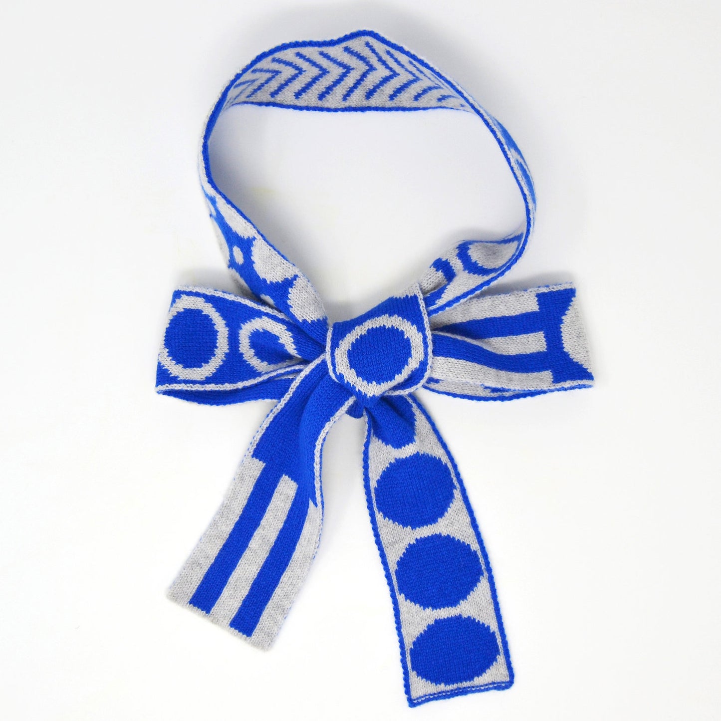 Mixed Shapes Skinny Scarf - Blue