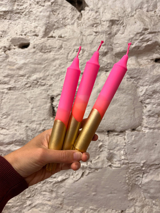 Neon Ombre Gold-Dipped Stick Candle