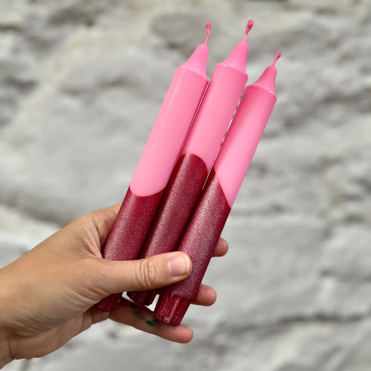 Rose and Red Metallic-Dipped Stick Candle