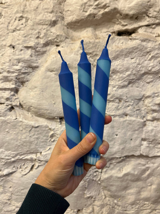 Aqua & Blue Helter Skelter Stick Candle