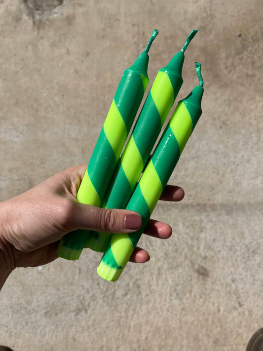 Lime Green & Forest Green Helter Skelter Stick Candle 