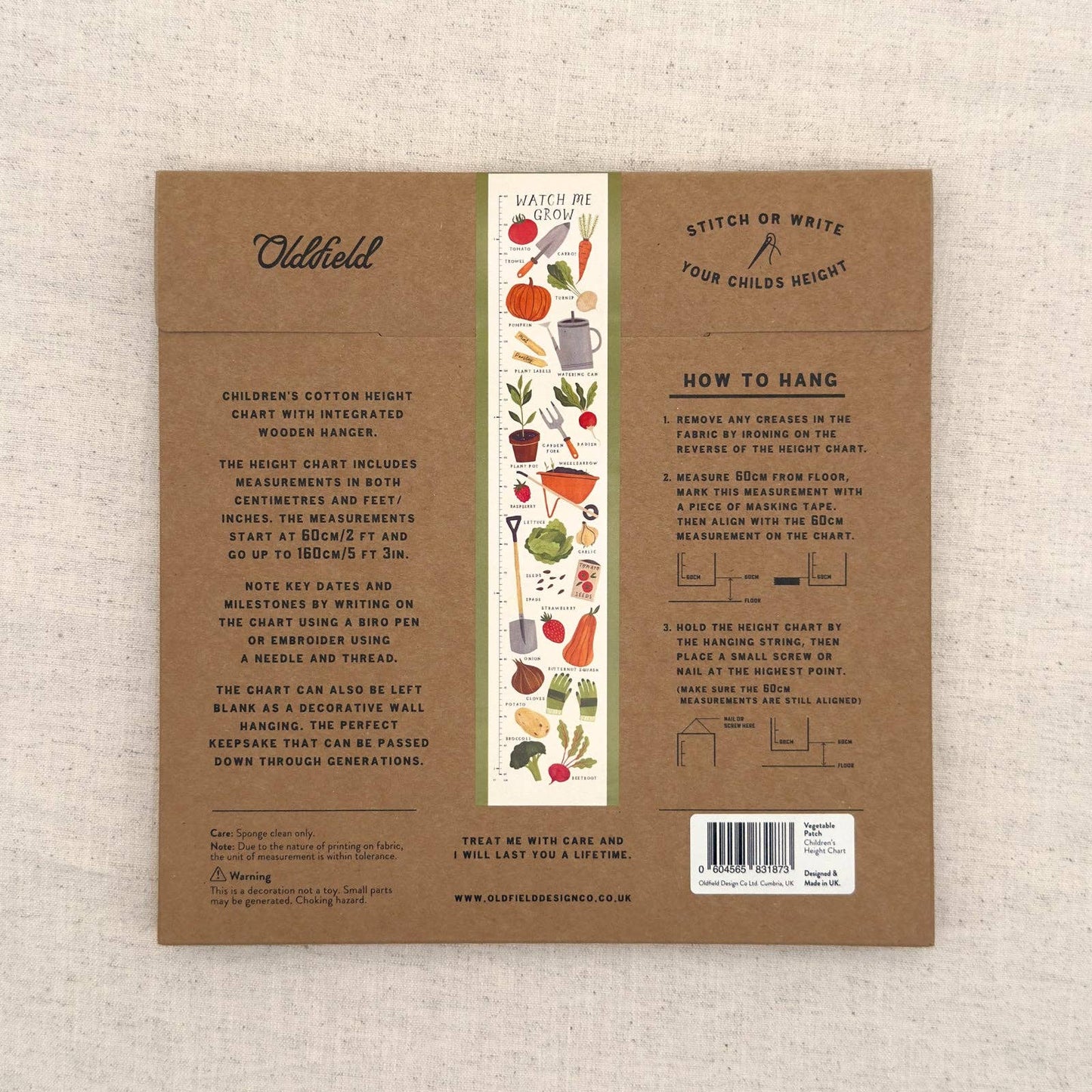 Vegetable Patch Children's Fabric Height Chart
