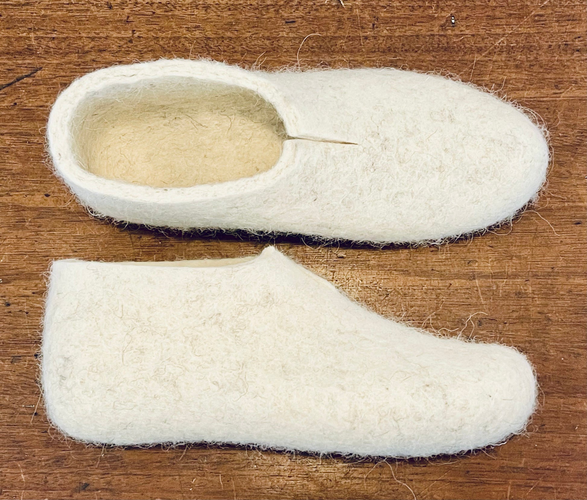 Iona Wool felted slippers Full Heel, Natural – Iona Craft