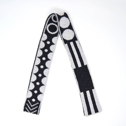 Mixed Shapes Skinny Scarf - Grey