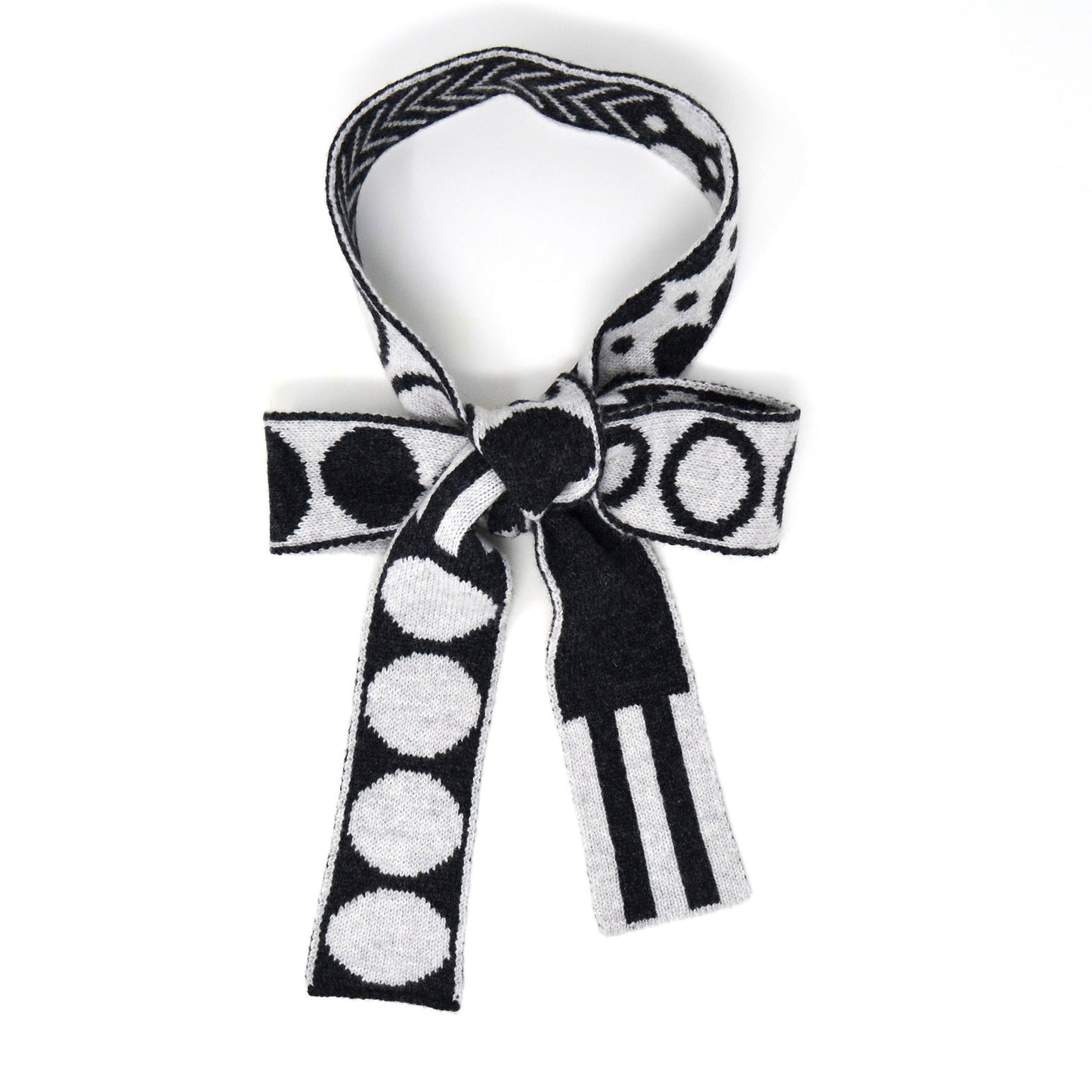Mixed Shapes Skinny Scarf - Grey