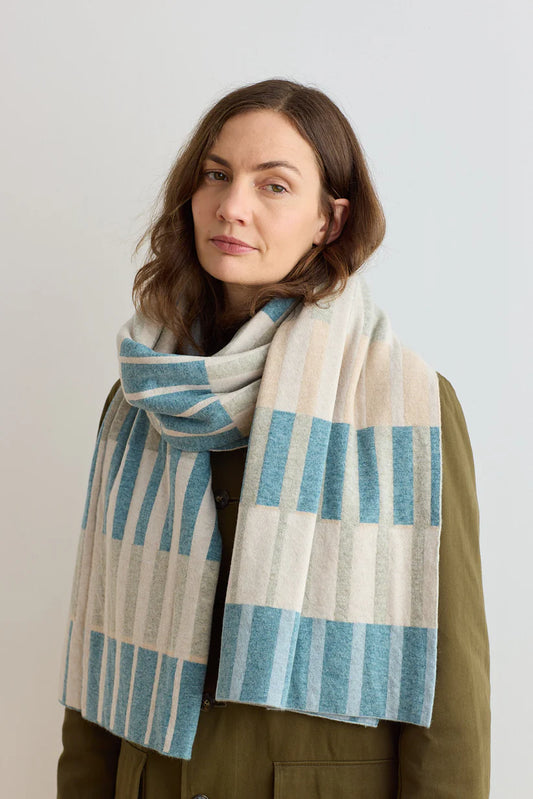 Harbour Scarf - North Sea & Oatmeal