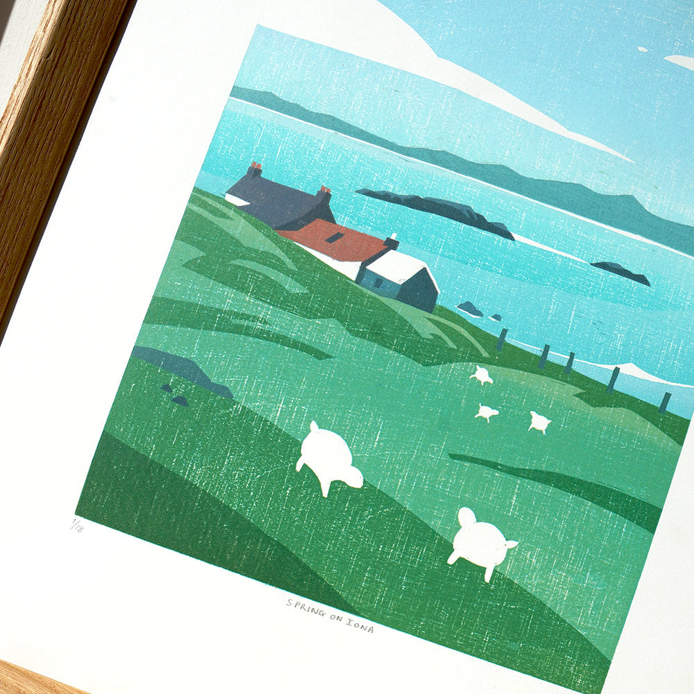 Spring on Iona Woodcut Print
