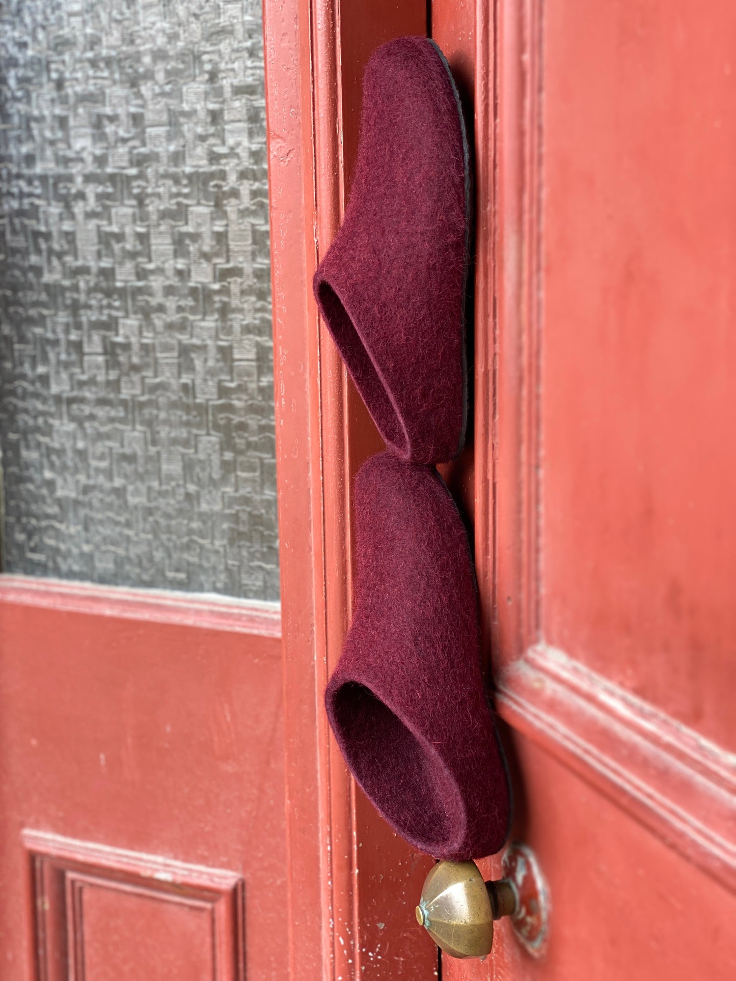 Iona Wool Felted Slippers - Low heel, Bramble