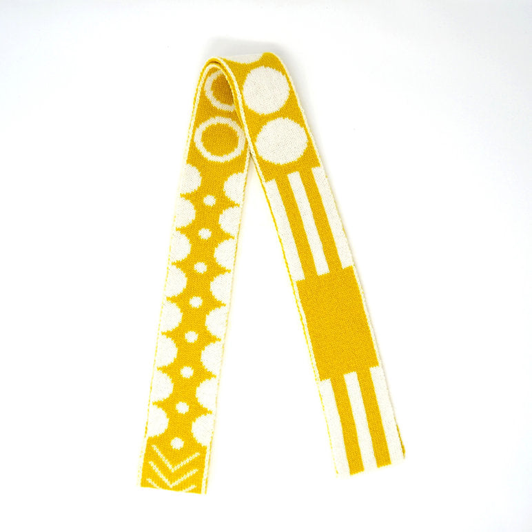 Mixed Shapes Skinny Scarf - Yellow